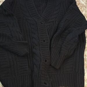 Black Cable Knit Cardigan